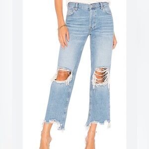 Free People We the Free Ripped Crop Straight Leg Jeans Womens Size 28 NEW!